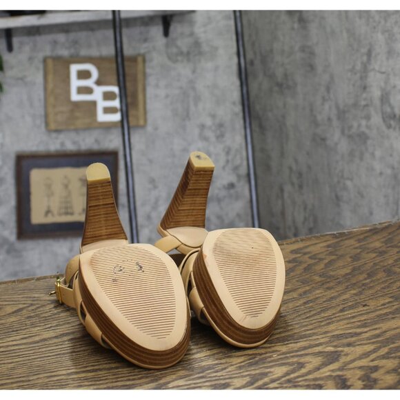 Lauren Ralph Lauren Womens Soffia Nappa Leather Sandal Block Heel Buff Brown 8B - Picture 5 of 14